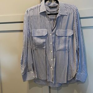 Zara blue and white pin striped blouse